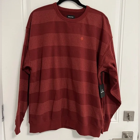 NWT - Brixton Men’s Hilt Stripes Crew Oversized Sweatshirt - Size M - Picture 1 of 8